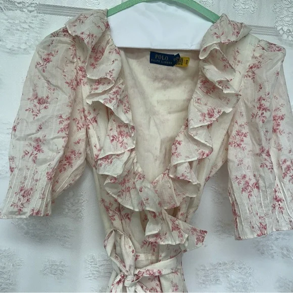 Floral Wrap Skirt - Cream and Pink - Picture 4 of 6